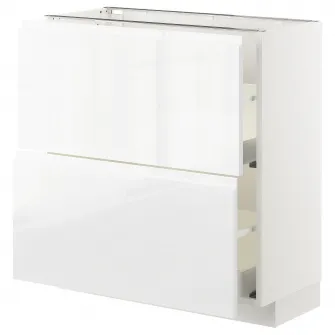 IKEA METOD / MAXIMERA Corp baza/2 sertare, alb/Voxtorp lucios/alb, 80x37 cm