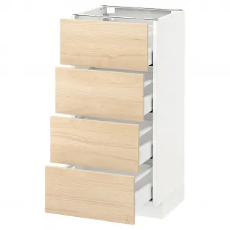IKEA METOD / MAXIMERA Corp baza/4 fronturi/4 sertare, alb/Askersund aspect frasin, 40x37 cm