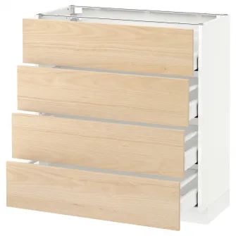 IKEA METOD / MAXIMERA Corp baza/4 fronturi/4 sertare, alb/Askersund aspect frasin, 80x37 cm