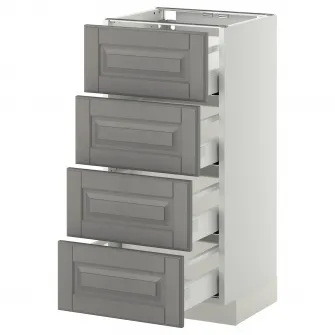 IKEA METOD / MAXIMERA Corp baza/4 fronturi/4 sertare, alb/Bodbyn gri, 40x37 cm