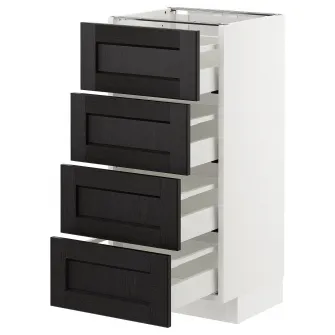IKEA METOD / MAXIMERA Corp baza/4 fronturi/4 sertare, alb/Lerhyttan vopsit negru, 40x37 cm