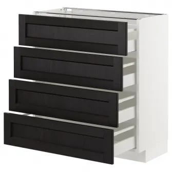IKEA METOD / MAXIMERA Corp baza/4 fronturi/4 sertare, alb/Lerhyttan vopsit negru, 80x37 cm
