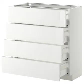 IKEA METOD / MAXIMERA Corp baza/4 fronturi/4 sertare, alb/Ringhult alb, 80x37 cm