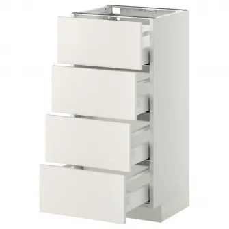 IKEA METOD / MAXIMERA Corp baza/4 fronturi/4 sertare, alb/Veddinge alb, 40x37 cm