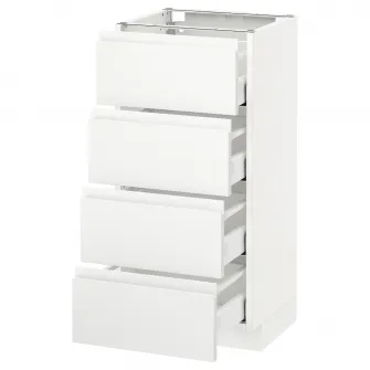 IKEA METOD / MAXIMERA Corp baza/4 fronturi/4 sertare, alb/Voxtorp alb mat, 40x37 cm