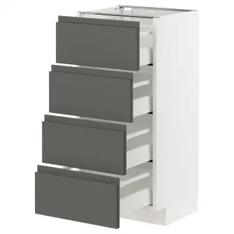 IKEA METOD / MAXIMERA Corp baza/4 fronturi/4 sertare, alb/Voxtorp gri inchis, 40x37 cm