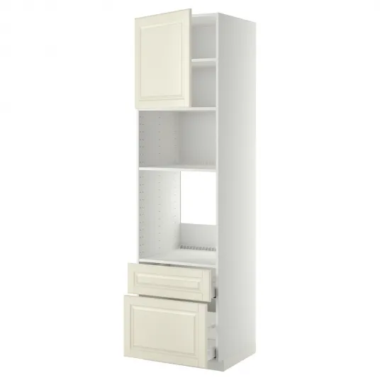 IKEA METOD / MAXIMERA Corp inalt cuptor/micro+usa/2sert, alb/Bodbyn alb murdar, 60x60x220 cm