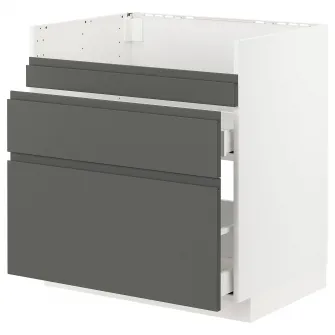 IKEA METOD / MAXIMERA Masca chiuveta HAVSEN /3frnt/2ser, alb/Voxtorp gri inchis, 80x60 cm
