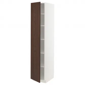 IKEA METOD Corp inalt cu polite, alb/Sinarp maro, 40x60x200 cm