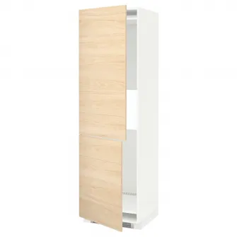 IKEA METOD Corp inalt frigider/congel+2sert, alb/Askersund aspect frasin, 60x60x200 cm