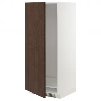 IKEA METOD Corp inalt frigider/congelator, alb/Sinarp maro, 60x60x140 cm