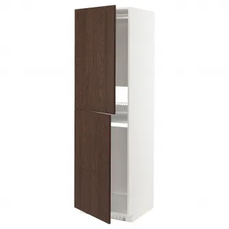 IKEA METOD Corp inalt frigider/congelator, alb/Sinarp maro, 60x60x200 cm