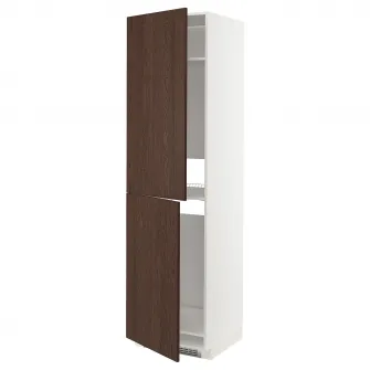 IKEA METOD Corp inalt frigider/congelator, alb/Sinarp maro, 60x60x220 cm
