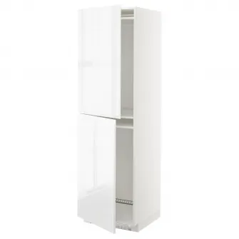 IKEA METOD Corp inalt frigider/congelator, alb/Voxtorp lucios/alb, 60x60x200 cm