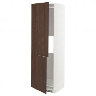 IKEA METOD Corp inalt frigider/congelator+2srt, alb/Sinarp maro, 60x60x200 cm