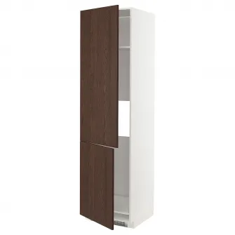 IKEA METOD Corp inalt frigider/congelator+2usi, alb/Sinarp maro, 60x60x220 cm