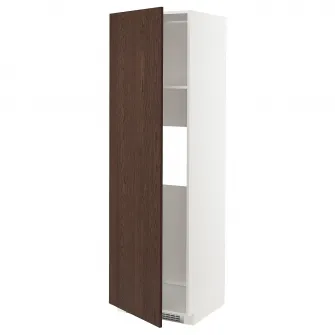 IKEA METOD Corp inalt frigider/congelator+usa, alb/Sinarp maro, 60x60x200 cm