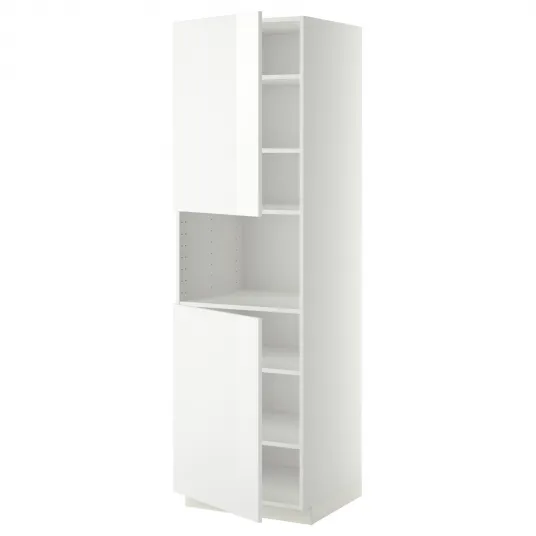 IKEA METOD Corp inalt microunde+2 usi/polite, alb/Ringhult alb, 60x60x200 cm