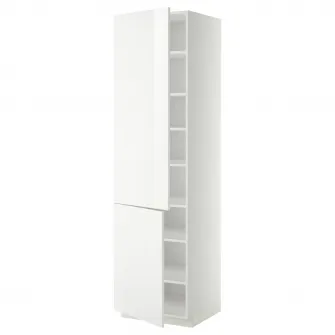 IKEA METOD Corp inalt+polite/2 usi, alb/Ringhult alb, 60x60x220 cm