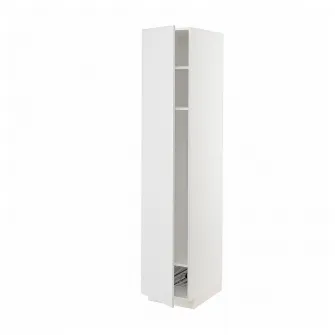 IKEA METOD Corp inalt+polite/cos metalic, alb/Stensund alb, 40x60x200 cm