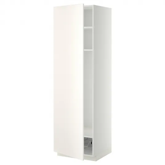 IKEA METOD Corp inalt+polite/cos metalic, alb/Veddinge alb, 60x60x200 cm