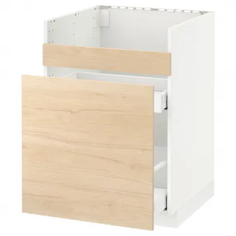 IKEA METOD Masca chiuveta HAVSEN /3frnt/2ser, alb Maximera/Askersund aspect frasin, 60x60 cm