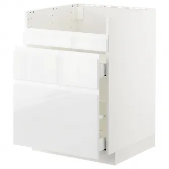 IKEA METOD Masca chiuveta HAVSEN /3frnt/2ser, alb Maximera/Voxtorp lucios/alb, 60x60 cm