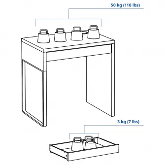 IKEA MICKE Birou, alb, 73x50 cm