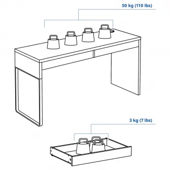 IKEA MICKE Birou, negru-maro, 142x50 cm
