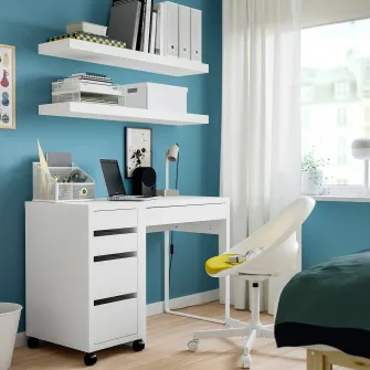 IKEA MICKE Comoda cu rotile, alb, 35x75 cm