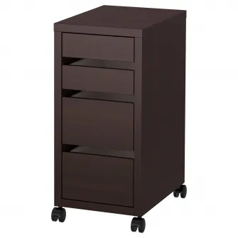 IKEA MICKE Comoda cu rotile, negru-maro, 35x75 cm