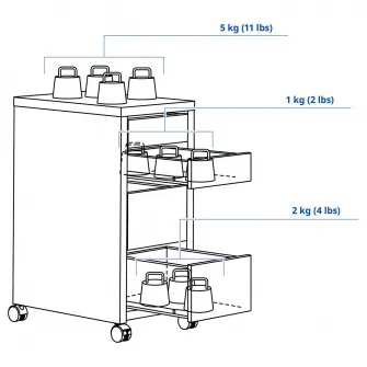 IKEA MICKE Comoda cu rotile, negru-maro, 35x75 cm
