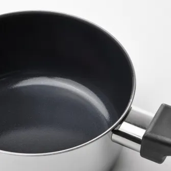 IKEA MIDDAGSMAT Cratita cu capac, strat antiaderent sticla transparenta/inox, 1 l