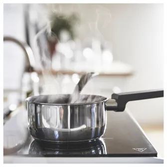 IKEA MIDDAGSMAT Cratita cu capac, strat antiaderent sticla transparenta/inox, 1 l