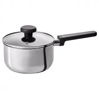 IKEA MIDDAGSMAT Cratita cu capac, strat antiaderent sticla transparenta/inox, 2 l