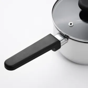 IKEA MIDDAGSMAT Cratita cu capac, strat antiaderent sticla transparenta/inox, 2 l