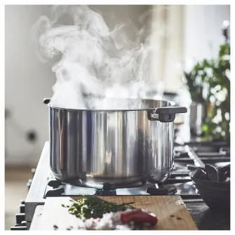 IKEA MIDDAGSMAT Oala cu capac, sticla transparenta/inox, 10 l