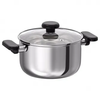 IKEA MIDDAGSMAT Oala cu capac, sticla transparenta/inox, 3 l