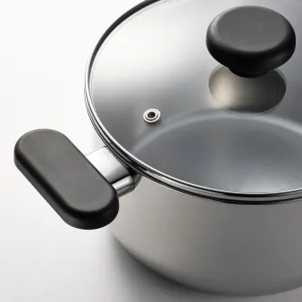 IKEA MIDDAGSMAT Oala cu capac, sticla transparenta/inox, 3 l