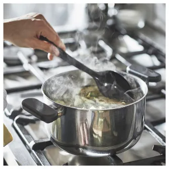 IKEA MIDDAGSMAT Oala cu capac, sticla transparenta/inox, 3 l