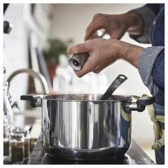 IKEA MIDDAGSMAT Oala cu capac, sticla transparenta/inox, 5 l