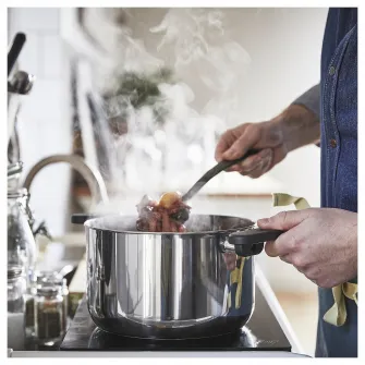 IKEA MIDDAGSMAT Oala cu capac, sticla transparenta/inox, 5 l