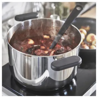 IKEA MIDDAGSMAT Oala cu capac, sticla transparenta/inox, 5 l