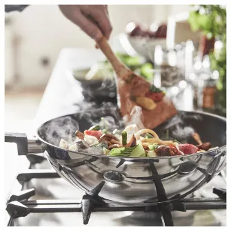 IKEA MIDDAGSMAT Wok, strat antiaderent/inox, 32 cm