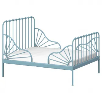 IKEA MINNEN Cadru pat extensibil+somiera, gri-albastru, 80x200 cm