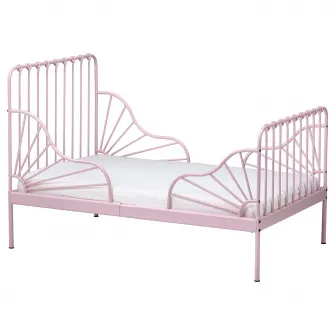 IKEA MINNEN Cadru pat extensibil+somiera, roz deschis, 80x200 cm