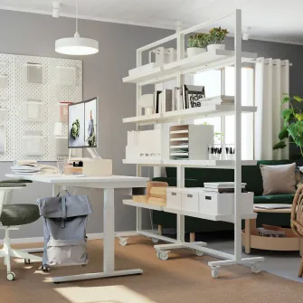 IKEA MITTZON Cadru cu rotile/polite, alb, 85x205 cm