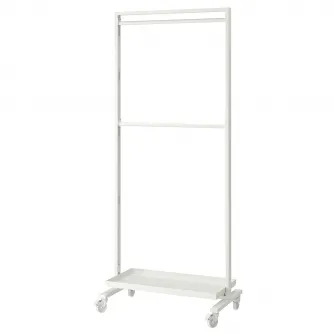 IKEA MITTZON Cadru+rotile/bara umerase/polita, alb, 85x205 cm