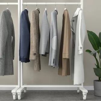 IKEA MITTZON Cadru+rotile/bara umerase/polita, alb, 85x205 cm