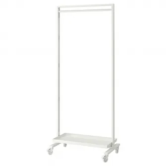 IKEA MITTZON Cadru+rotile/bara umerase/polita, alb, 85x205 cm